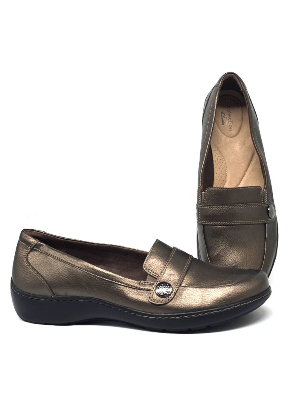 Collection by Clarks Cora Daisy Brown Slip-on Comfort Loafers Women's Size 11 W